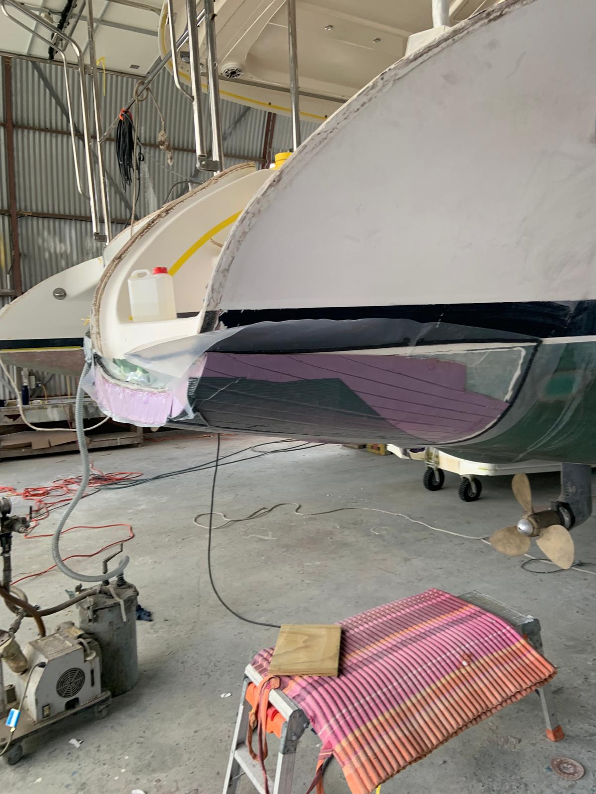 Catamaran hull extension in progress